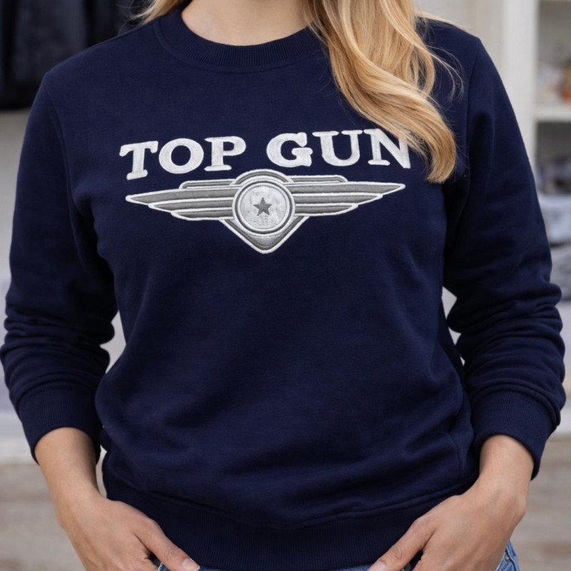 Top Gun Lisanslı Nakışlı Mavi Sweatshirt
