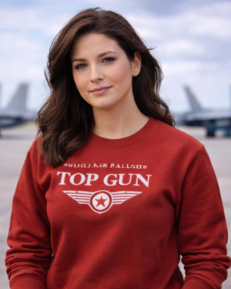 Top Gun Lisanslı Baskılı Kırmızı Sweatshirt