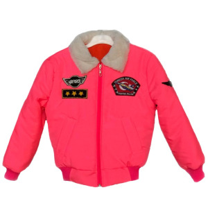 Kız Çocuk Pilot MONTU Pembe Renkli Kürklü Mont