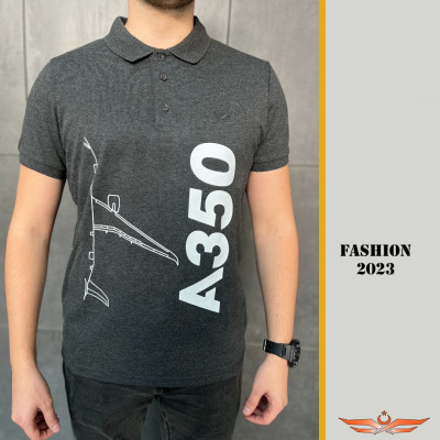 Tişört CREWTURK A350 Antrasit Havacılık Tasarımlı