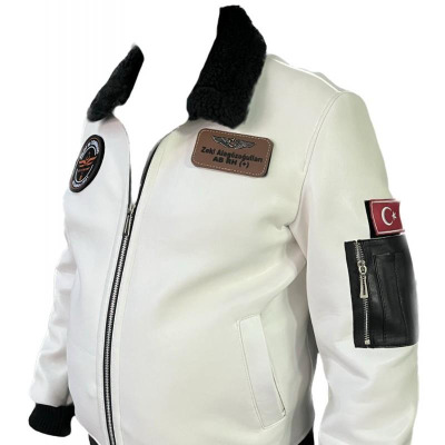 Pilot Montu Suni Deri Beyaz Mont