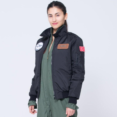 Yakalı Pilot Montu Siyah Kumaş SYK88_S