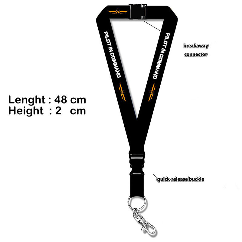 Boyun Askısı Lanyard Pilot In Command Yıldızlı Siyah